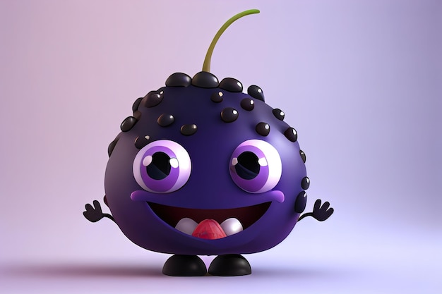 Cute acai cartoon character smiling