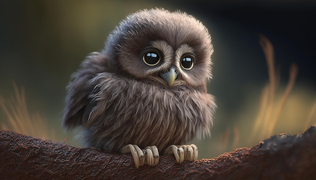 Cute adorable baby owl image Ai generated art