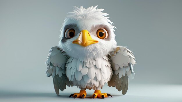 Photo cute adorable cartoon eagle in a whimsical style