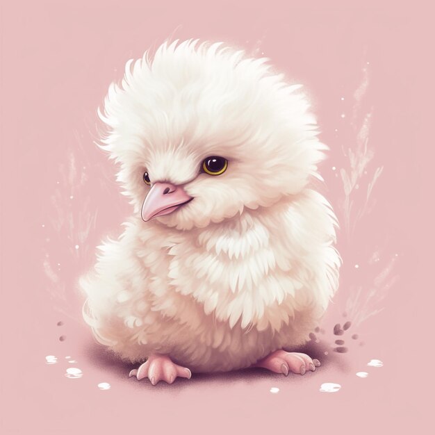 cute and adorable cartoon fluffy baby rhea fantasy dreamlike