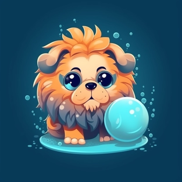 cute and adorable cartoon fluffy lion waterboom surreal