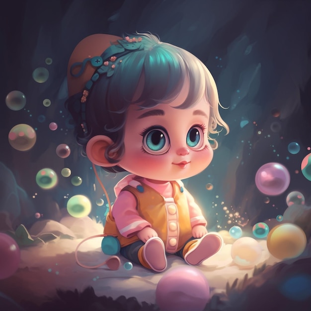 cute and adorable cartoon it baby fantasy dreamlike surreal