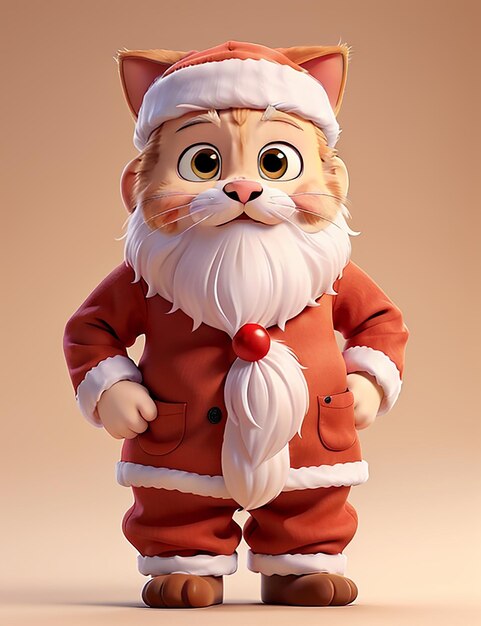 Cute and adorable cat Santa Claus version