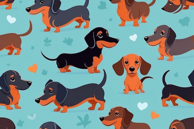 Photo cute adorable dachshund dog cartoon character vector illustration funny pet animal dachshund puppy