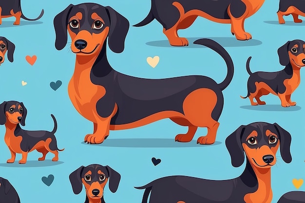 Photo cute adorable dachshund dog cartoon character vector illustration funny pet animal dachshund puppy