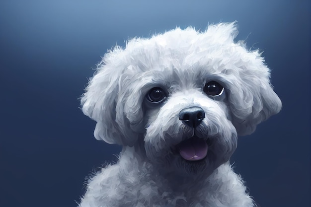 Cute adorable Havana Bichon doggy Portrait of Havana Bichon dog Digital art style illustration painting