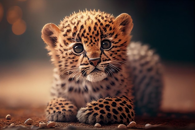 Cute adorable leopard style babygenerative ai