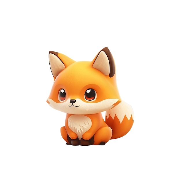 Cute Adorable Little Fox on White Background