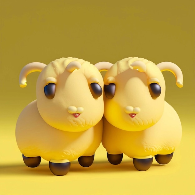 a cute adorable sheep character stands in nature in the style of childrenfriendly cartoon animatio