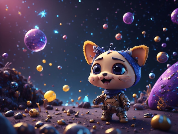 Cute and adorable toy with fantasy background for desktop wallpaper