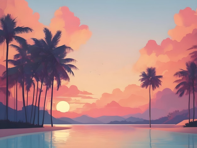 Cute Aesthetic Sunset Beach Wallpaper for your Phone