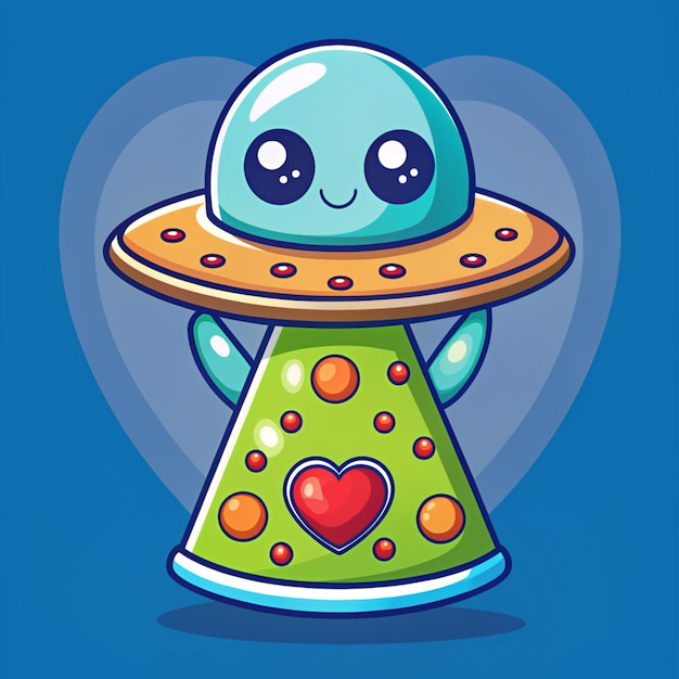 Photo cute alien eating pizza in ufo spaceship cartoon vector icon illustration science food icon concept isolated premium vector flat cartoon style