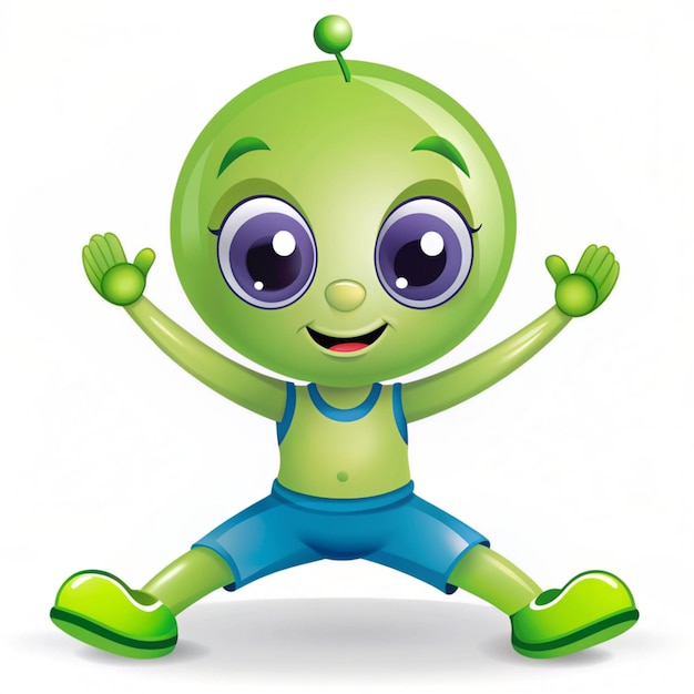 Photo cute alien stretching cartoon vector icon illustration science sport icon concept isolated premium vector flat cartoon style