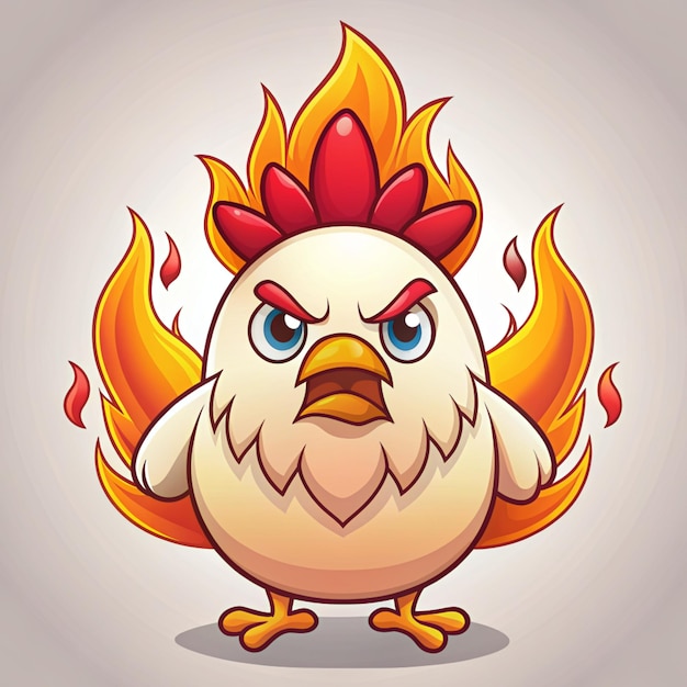 Photo cute angry chicken with flames cartoon vector illustrations flat cartoon concept suitable for any creative project