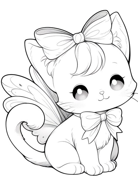 Photo cute animal anime coloring page