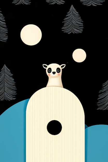 Cute Animal in a Birdhouse at Night