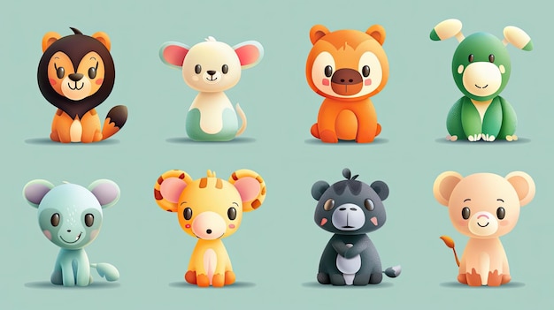 Cute animal characters with simple rounded features ideal for children39s products