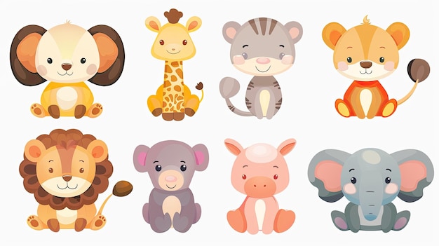 Cute animal characters with simple rounded features ideal for children39s products