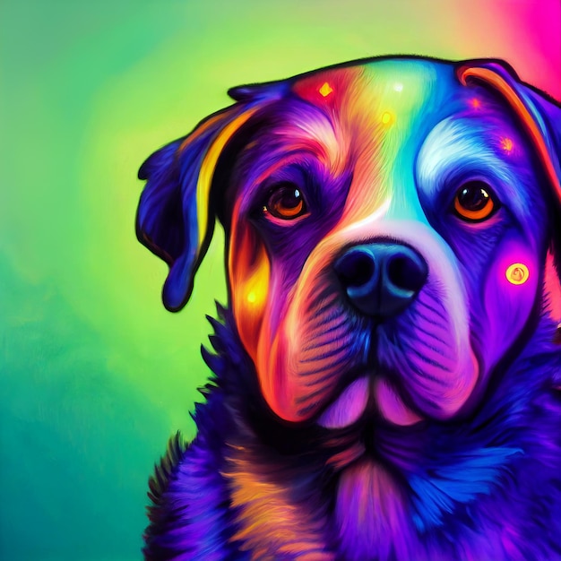 Cute animal little pretty colorful dog portrait from a splash of watercolor illustration