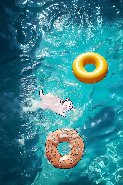 Cute animal swimming in pool