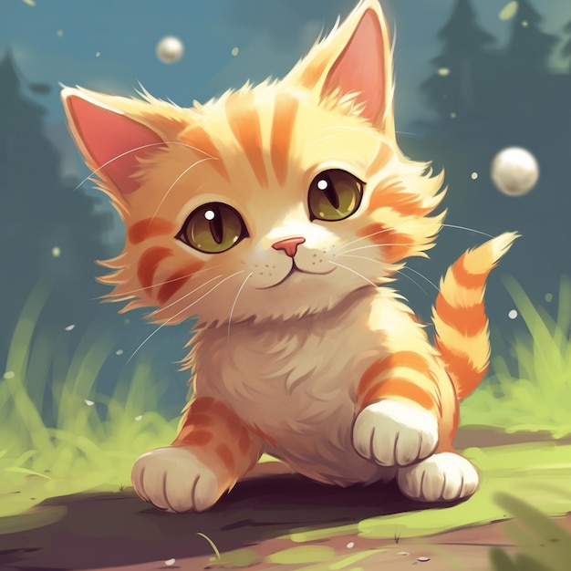 Cute animated cat illustration cartoon