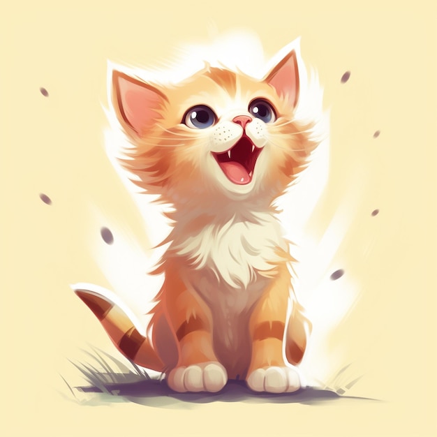 Cute animated cat illustration cartoon