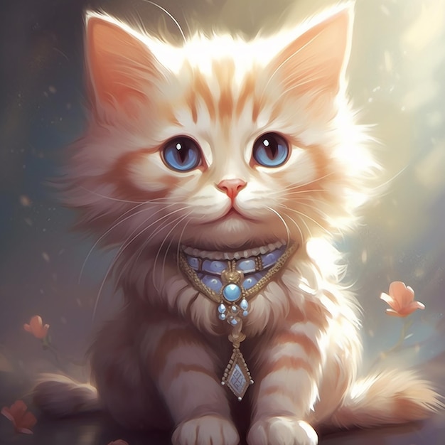 Cute animated cat illustration cartoon