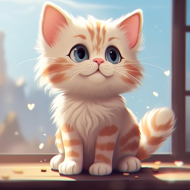 Cute animated cat illustration cartoon