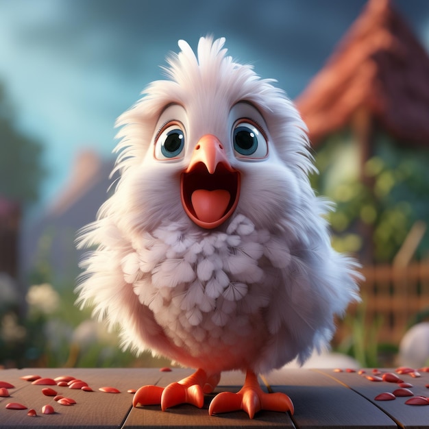 Cute Animated Chicken Unreal Engine 5 Style With Fine Feather Details