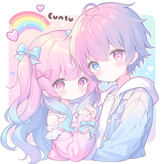 Photo cute anime couple sticker art