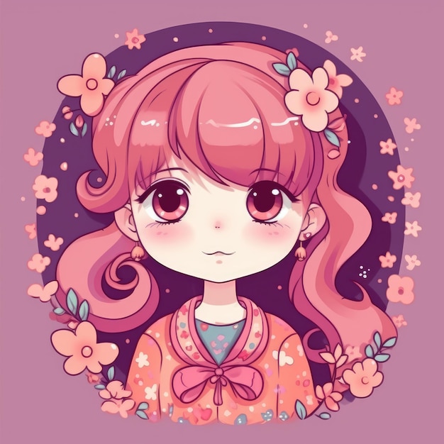 A cute anime girl kawaiistyle cartoon anime style girl ai generated