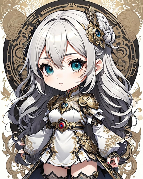 Cute anime girl white hair