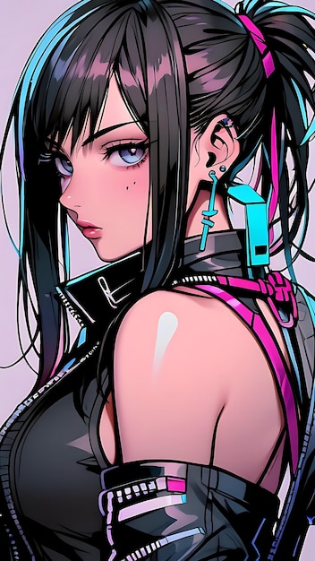 Cute Anime Woman Cyberpunk