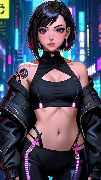 Cute Anime Woman Cyberpunk