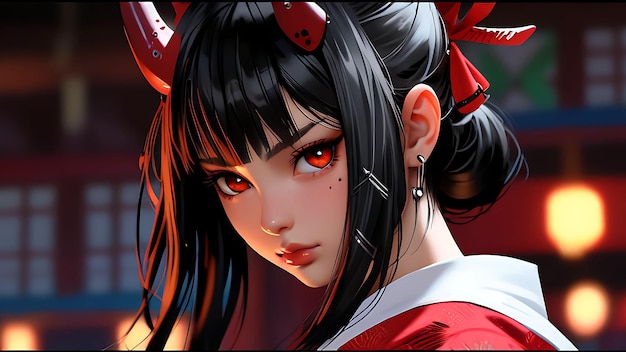 Cute Anime Woman Evil Samurai