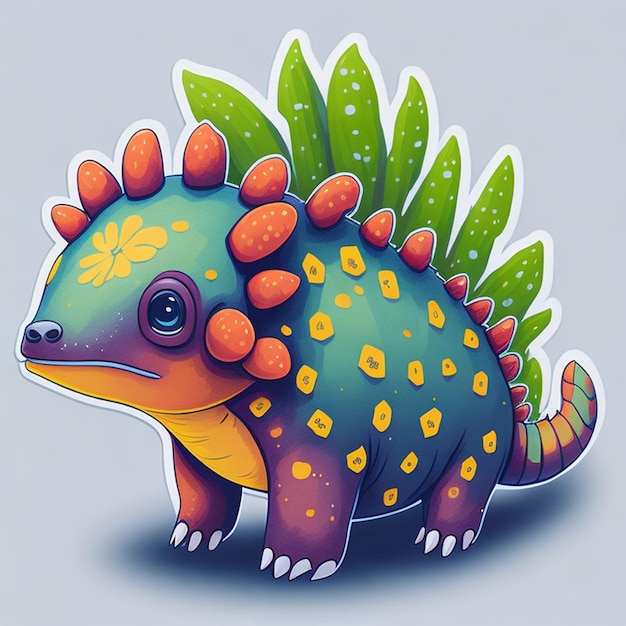 cute ankylosaurus character themed cut sticker design AI Generated