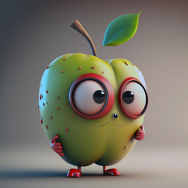 Cute apple character illustration by generative AI