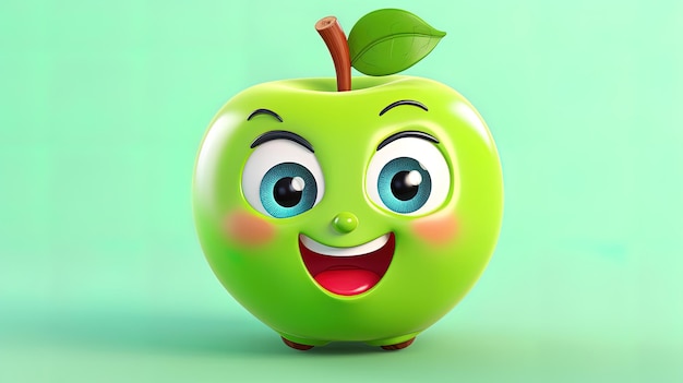 A cute apple emoji with a surprised expression generated by AI