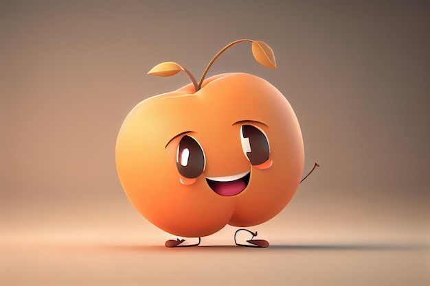 Cute apricot cartoon character smiling