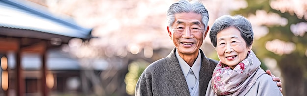 a cute Asian couple smiles while making a wish set against the backdrop of nature