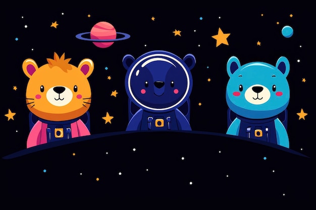 Photo cute astronaut animals in space