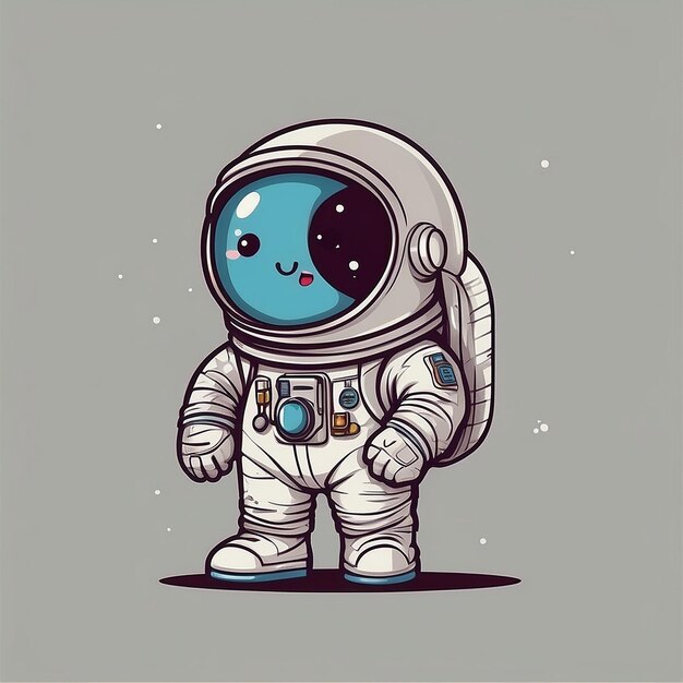 Cute Astronaut Holding Coffee Cup Cartoon Illustration