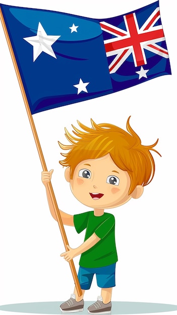 A cute Australia kids with Australia flag