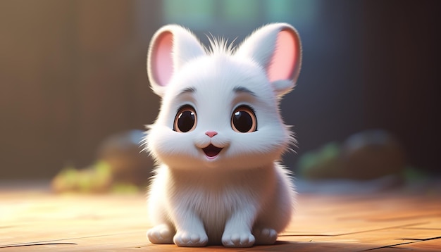 cute baby animal character colorful and cute pixar style