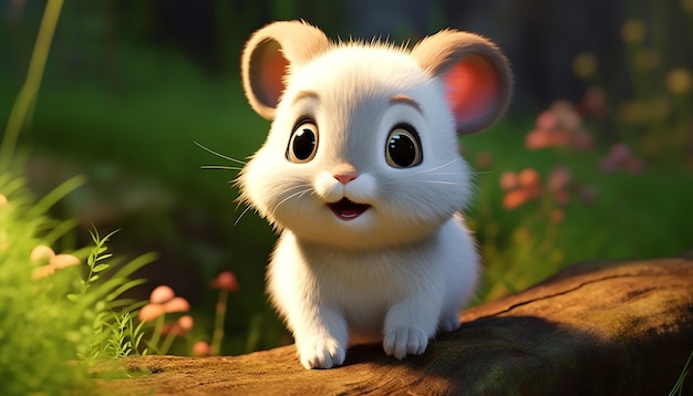 cute baby animal character colorful and cute pixar style