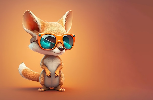 Cute baby animal wearing sunglasses on colored background Ready to go on holidays Generative AI