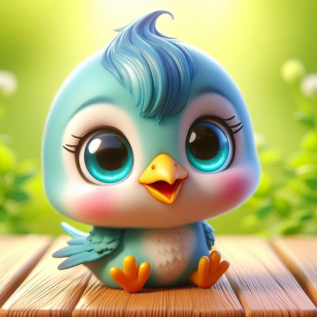 cute baby bird cartoon 3d