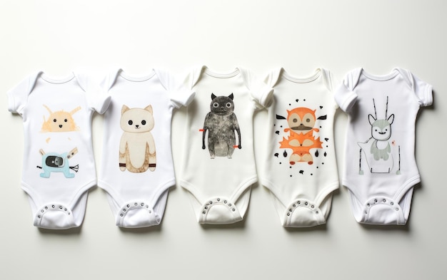 Cute Baby Bodysuits Display on a White background