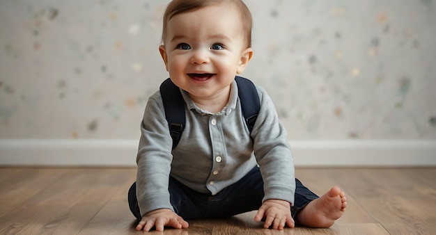 Cute baby boy crawling