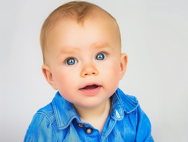 cute baby boy on white background real portrait